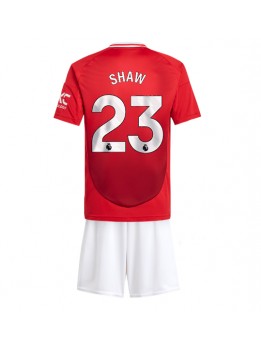 Manchester United Luke Shaw #23 Dječji Domaci Dres kompleti 2024-25 Kratak Rukavima (+ kratke hlače)